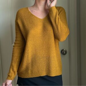 BECAAL V-Neck Knit Sweater in Mustard